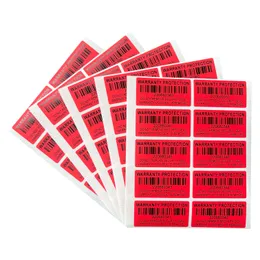 40x20mm Red Void Open Tamper Proof Sticker/Seal Garantin Tår ogiltig klistermärke med unikt serienummer Hög säkerhetsetikett
