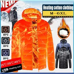 Män vinter varm USB -uppvärmningsfleece camo jackor parka termostat avtagbar huva uppvärmda vattentäta militära fanskläder