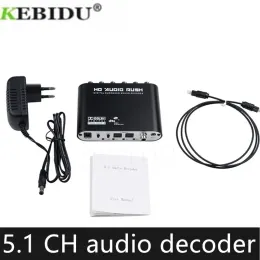 Kontakter Kebidumei Audio Decoder Optical Digital till 5.1R Amplifier Analog Converte SPDIF COAXIAL TO RCA DTS AC3 med EU -kontakt