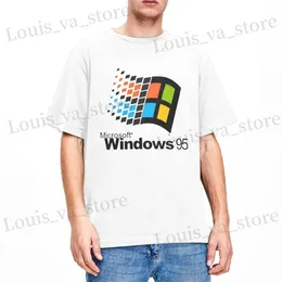 Herrt-shirts Windows 95 Steam T-shirt Kvinnor Crewneck 100% Cotton Windows 95 Classic Computer System T-shirt Gift Creative Clothing T240411