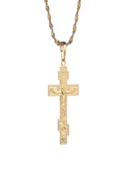 Gold Color Russian Orthodox Christianity Church Eternal Cross Charms Pendant Necklace Jewelry Russia Greece Ukraine Gift1511404