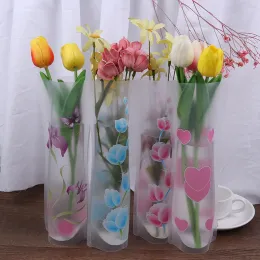 Vikbar plastvas Obrytbar vikbar kinesisk stil Återanvändbar blomma Vas PVC Hållbar dekor Vase DIY Home Plant Decoration