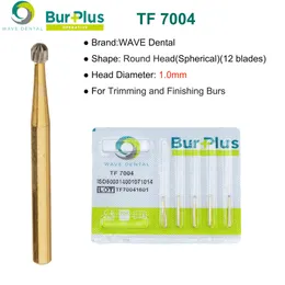 Prima Wave Dental Tungsten Carbide Burs trimning Finishing Bur 12 Bladed Gold Plated TF Dental Drill For High Speed ​​Handpiece