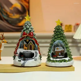 装飾的な置物クリスマスビレッジラミナスミュージックハウスデスクトップデコレーションサンタクロース雪の木の年ギフト子供大人87ha