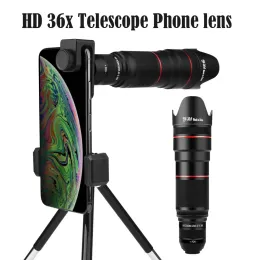 Lens HD 36X Teleskop Telefon Lens Profesyonel Tele Zoom Kamera Lens İPhone için Tripod ile Lens 15 14 13 12 Pro Max Samsung Akıllı Telefonlar