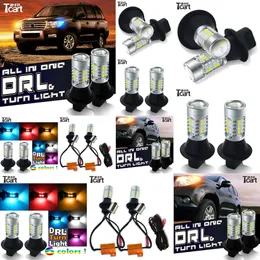 TCART P21W 1156 DRL للغولف 7 LED أثناء النهار مع إشارات المنعطفات الأمامية Light Accesorios Coche