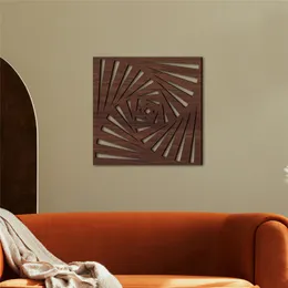 3d içi boş ahşap kare duvar çıkartması Oturma odası duvar dekoru Nordic Style Geometri Ahşap Yatak Odası Mural Çıkartma Adesivo De Parede