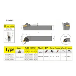 WTJNR2020K16 WTJNR1616H16 WTJNR2525M16 External Triangul Turning Tool Holder End face TNMG Carbide Inserts Lathe Cutting Tools