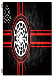 Digitaldruck Custom 3x5ft Black Sun Flag 90x150 cm Polyester Kolovrat Slawisches Symbol Sonnenrad Svarog Solstice Runes Banner5223879