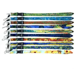 10pcs fashion Van Gogh Claude Monet Oil Painting Series Premium Lanyard ID Badge Holder Key Neck Strap Gifts4652231