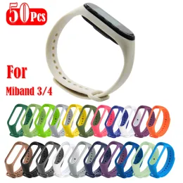 أحزمة 50pcs/حزمة حزام ل Mi Band 4 3 سوار معصم السيليكون ل Mi Band 4 Bracelet for Miband 3 4 Sport Strap for Xiaomi Miband 4