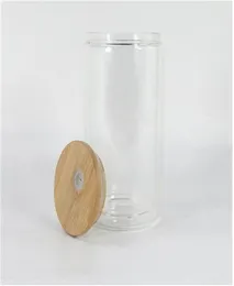 16 uncji 25 unz sublimacja podwójne szklanki ścienne kubki z bambusami pokrywki śnieżnej globu cieplne szklane piwo puszka butelki z wodą1915548