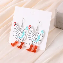 1Pair Chicken Drop Earrings Creative Acrylic Animal Charms For Woman Birthday Gift