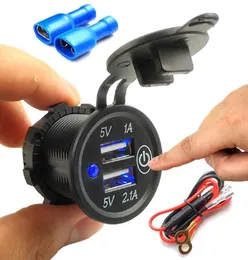 5V 21A1A Carette Accendino Dual USB Caricatore USB Adattatore di alimentazione Adattatore con interruttore touch per automobili per camion Boat 5927404 5927404 5927404