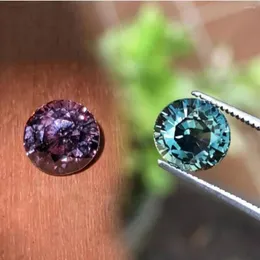 Luźne diamenty 5 mm Aleksandryt Multi -Color Change Faseted okrągłe kamienie szlachetne