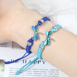 Новые простые Blue Dragonfly Brashelets Lucky Prouded Rope Регулируемый узел ручной работы.