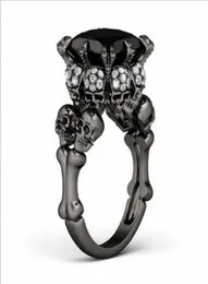 Marca Punk Jewelry Skull 10kt Black Gold Princesa Demônio Preto 5ct Black Sapphire Bandas de casamento Ring para mulheres Men61410835430380