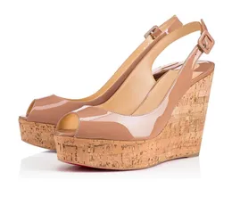 Sexy Peep Toe Women Wedge per il designer di tacchi alti Une Plume Sling 120mm Pompe in pelle Brequenza Ledie Abito da festa per matrimoni EU35-421763189