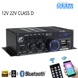 Förstärkare AK380 800W Bluetooth -förstärkare HIFI Audio Karaoke Home Theater Amplifier 2 Channel Power Class D Amplifier USB SD AUX Helt ny