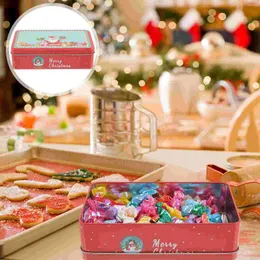 Aufbewahrung Flaschen Zinnplattenbox Weihnachtskontrollbehälter Cookies Bulk Jar Tins Deckel Geschenk geben Cracker