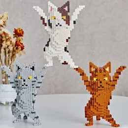 Charming Cat Model Micro Building Blocks DIY Animal Mini Ziegel Schöne stehende Tanzkatze 3d Mini Ziegel für Dekorationen Geschenk