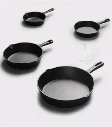 Eisenguss Non -Stick 1426 cm Pfanne Bratbraten flacher Pfanne Gasinduktion Kocher Eisen -Eier -Pfannkuchen -Küche Esswerkzeuge Kochware 2718304 Kuchen