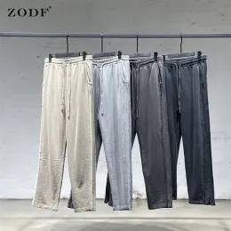 Pantaloni Zodf Nuovo design uomini Panelli della tuta inverno inverno Solido gamba a fessura alenta apertura pantaloni da cova di strada High Street