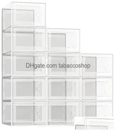 Storage Boxes Bins Shoe Clear Plastic Stackable Organizer For Closet Foldable Shoes Containers Holders Drop Delivery Home Garden H9258683