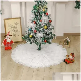 Decorazioni natalizie gonna albero durevole bianca tle elegante decorazione pieghetta rotonda per forniture per feste interne per le vacanze Delivery consegna ho otiqa