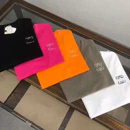 Bassız Border High Edition Luxury Moda Luo Aile Klasik Temel Logo İşlemeli Erkek ve Kadınların Gevşek Kısa Kollu T-Shirt Üstü Dış Ticaret İçin