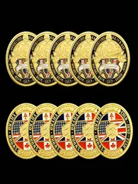 5pcs Non -Magnetic 70. Jubiläumskampf Normandie Medaille Handwerk der vergoldeten militärischen Herausforderung US -Münzen für die Sammlung mit Hard Caps6716082