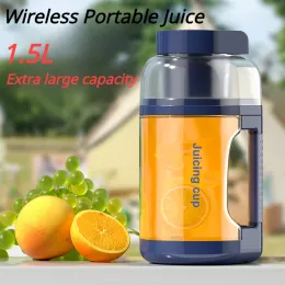 Juicers 1.5L Juicer Cup Mini Tragbarer Mixer Smoothie Orange Zitronenfruchtsaftextraktor Elektrische Zitruspresse Sportwasserflasche