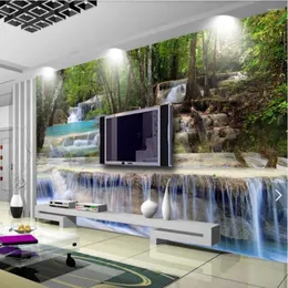 Sfondi 3d 5d 8d PO Wallpaper Nature Waterfall Mural per soggiorno muro dipinto decorativo dipinto di seta in tela paesaggio murales