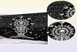 Cammitever Skull Yoga Tapestry Travel 수면 패드 폴리 에스테르 직물 골격 인쇄 벽 매달려 태피스트리 2106098799225
