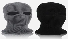 Cycling Caps Masks Winter Knit Cap Warm Soft 2 Holes Full Face Ski Hat Balaclava Hood Army Tactical1738114