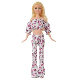 Blomma kläder set / toppskjorta + lång byxa / 30 cm dollkläder sommarkläder för 1/6 xinyi fr st pp bjd barbie docka