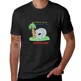 Новое, я бы предпочел иметь чашку чая, чем футболка с геноцидом слона, забавная футболка, винтажная одежда простые футболки мужчины