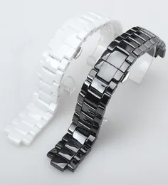 Guarda bande Hig Qualità Ceramica Watchband White Black Bracciale in bocca convessa con pulsante nascosto per AR1424 AR1440 189mm 22115044192