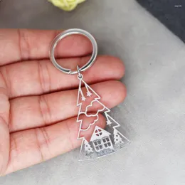 Keychains Nedar rostfritt stjärna Stjärna julgran hängen nyckelring för kvinnor barn xmas gåva romantisk metall nyckelkedja modesmycken