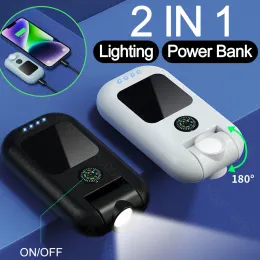 Anéis 2 em 1 Em 1 Portátil Chavetim Charger Iluminação 1500mAh Bateria de bateria compacta Compact Mobile Power Bank Power With Cob Light