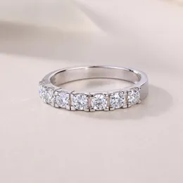 TBCYD 2.5/3mm D Renk VVS1 MOISSANITE HALKALARI Kadınlar için S925 Gümüş Çift Sıralı Elmas Aly Bandı Yarım Sonsuzluk Parmak Yüzükleri GRA