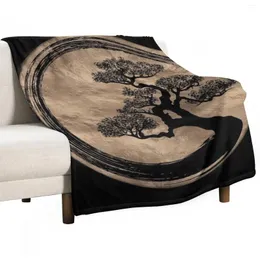 Cobertores ENSO Zen Circle e Bonsai Tree Gold Throw Breito Sofá decorativo de luxo fino