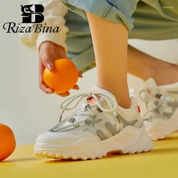 Fitnessschuhe Rizabina Frauen Sneakers Design echtes Leder Frauen hochwertiger Patchwork Fashion Ladies Schuhe Größe 35-40