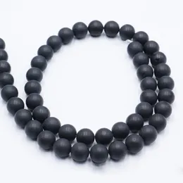 Billig svart onyx agat runda naturstenpärlor för smycken som gör diy armband halsbandsträng 15 ''
