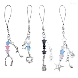 Keychains Sweet Cool Earphone Notes Star Guitar Charm Pendant Phone Straps Pocket Keychain Strap Hanging Decoration For Bag Purse