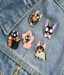 Black Cat Jiji ENAMEL PINS 7Styles Cat Cartoon Movie Kiki Brosches Animal Jewelry Brosches Lapel Pin For Friends Gifts5917250