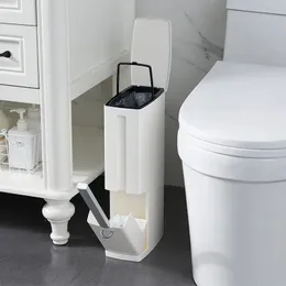 Trash Can Toilet Brush Set Corner Bin Cleaning Covered Paper Lou 240408