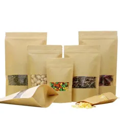 Sacchetto di carta Kraft Stand Up Regalo per cibi secchi Fruit Tea Packaging Borse Kraft Paper Finestra Sacchetti auto -sigillanti a cerniera 0022PA7798426