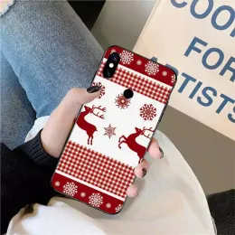 Wesołych Świąt Elk Plaid New Year Plain Telefone Fase for Xiaomi Redmi Uwaga 12 11 7 8 9 10 E S I T X Uwaga Ultra x3 Pro 5G 4G