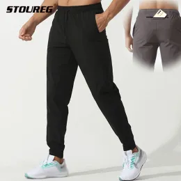 Calças Stoureg Nylon Calças de corrida de gente elástica Men Sports Sports Running Trouts Workout Gym Sport Sport Joggers Fitness Sortlants